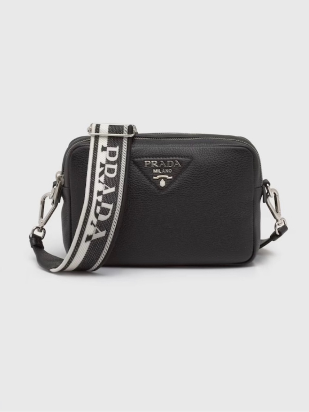 Prada black leather camera bag